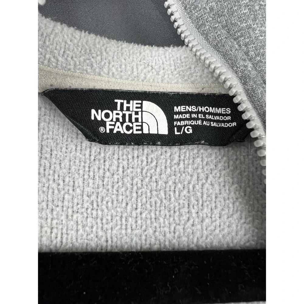 The North Face Hooded Fleece Jacket Mens Large Gray Good Full Zip Hiking Coat